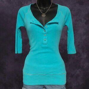 Bum Aqua Blue Henley